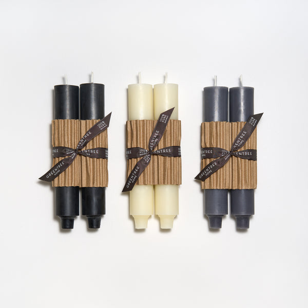 Black, cream and gray Column Tapers by Greentree Home Candle 