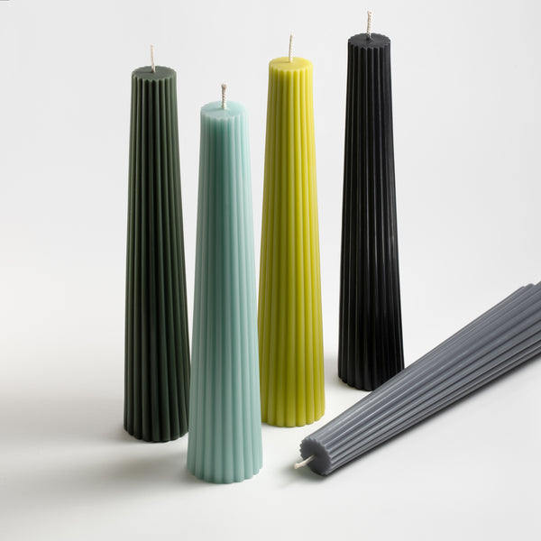 Antique, robin's egg blue, bamboo, black and gray Fluted Pillars by Greentree Home Candle 