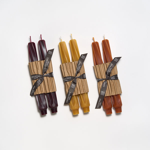 Sangria, natural and terra cotta Twist Tapers by Greentree Home Candle 