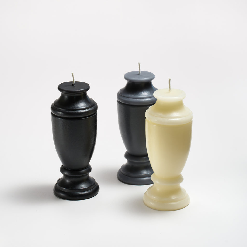 Vessel shown in black, gray and cream by Greentree Home Candle 