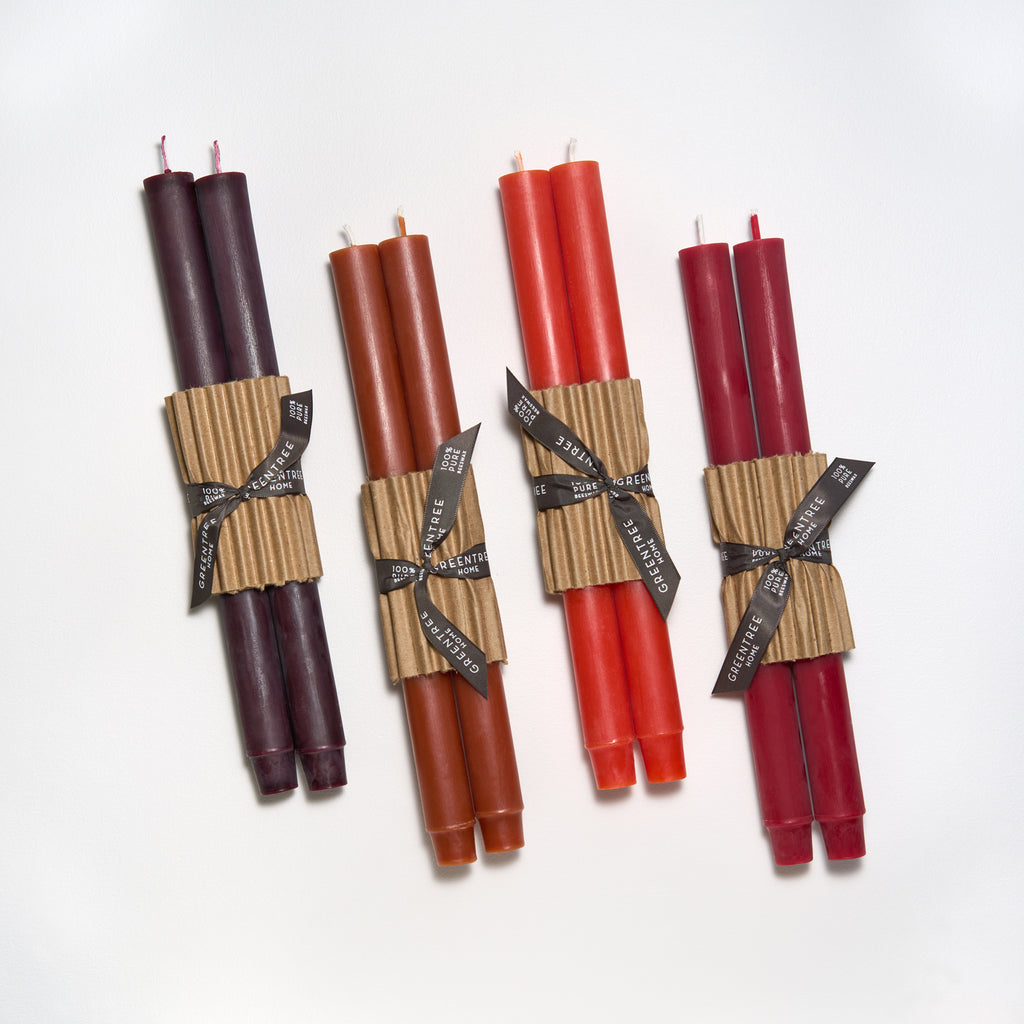 sangria, terra cotta, tangerine and bittersweet Church Tapers by Greentree Home Candle 