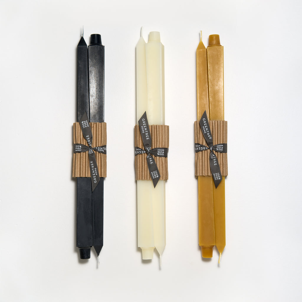 Black, cream and natural 16 inch square tapers by Greentree Home Candle