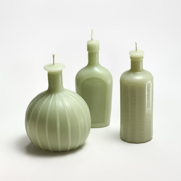 Celadon Bottles: bulb, arch and facet