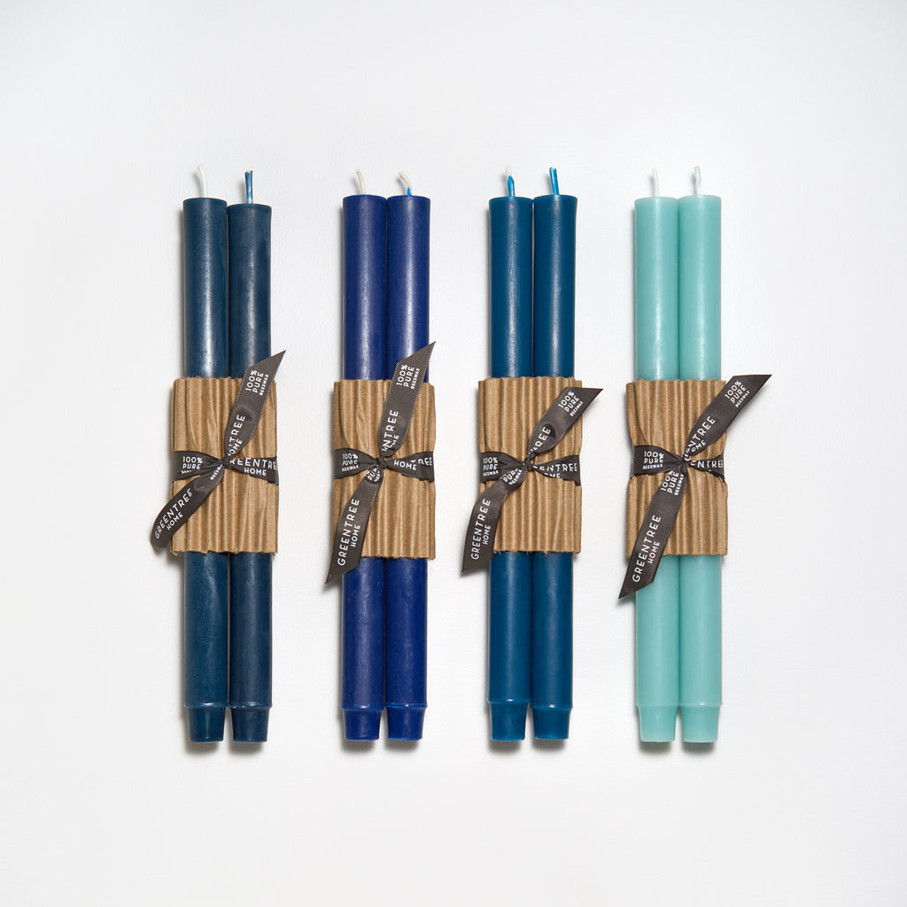 Blue slate, cobalt, peacock and robin's egg blue Church Tapers by Greentree Home Candle 