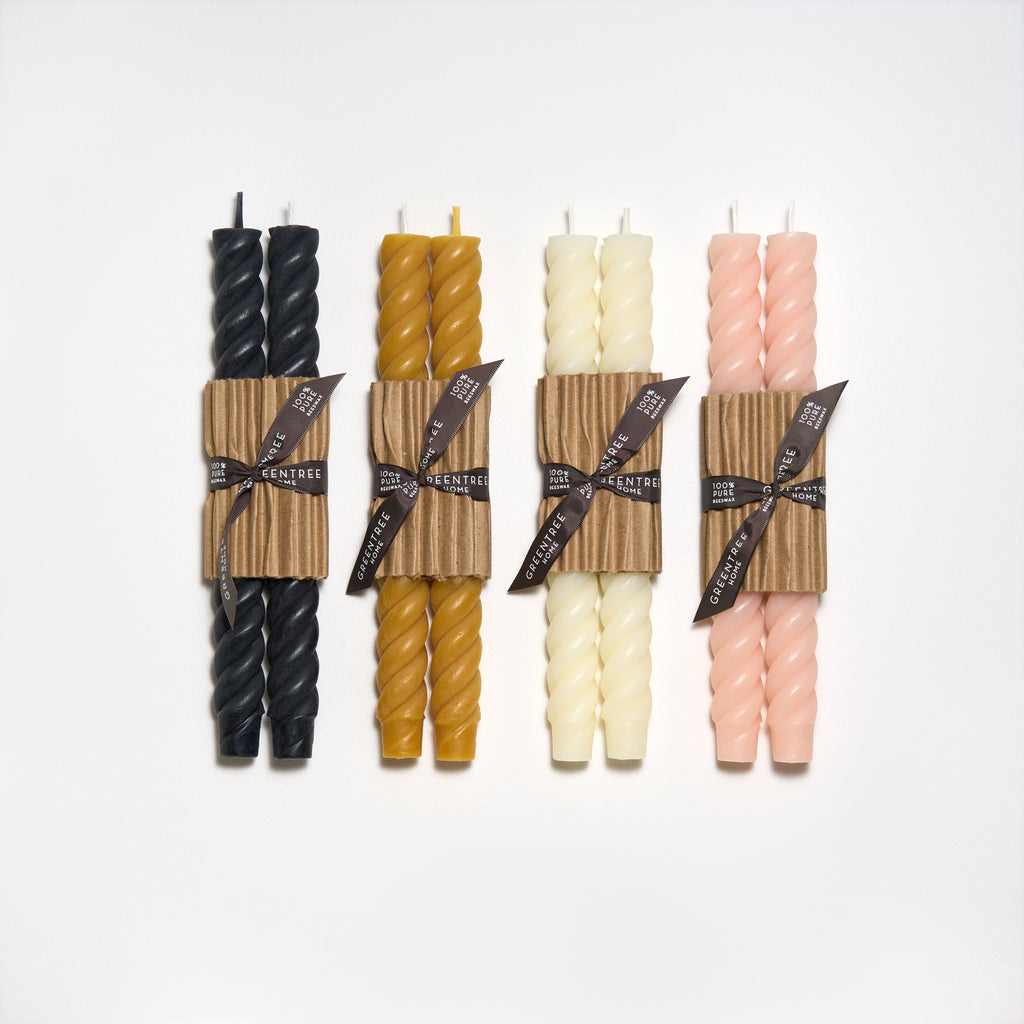 Black, natural, cream and blush Rope Tapers by Greentree Home Candle