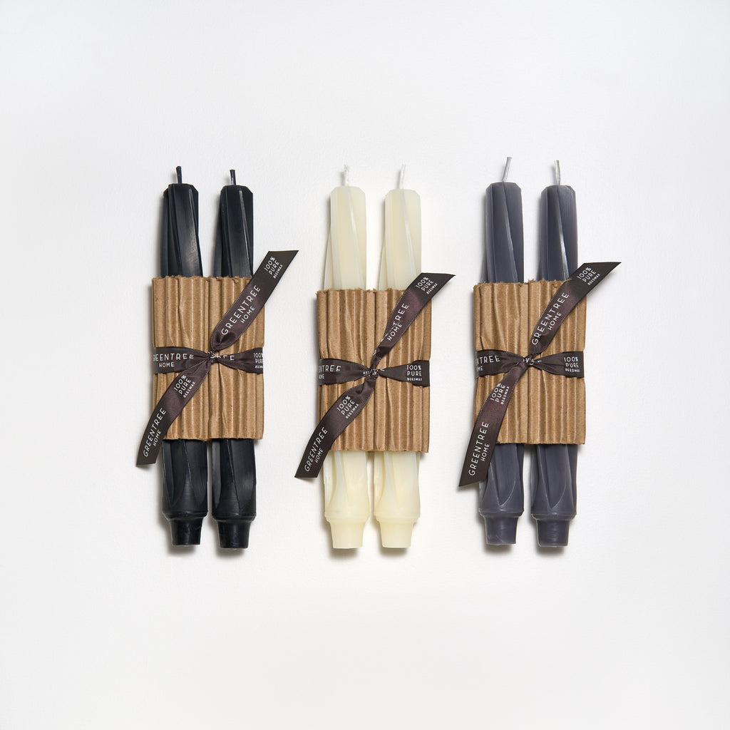 Black, cream and gray Twist Tapers by Greentree Home Candle 