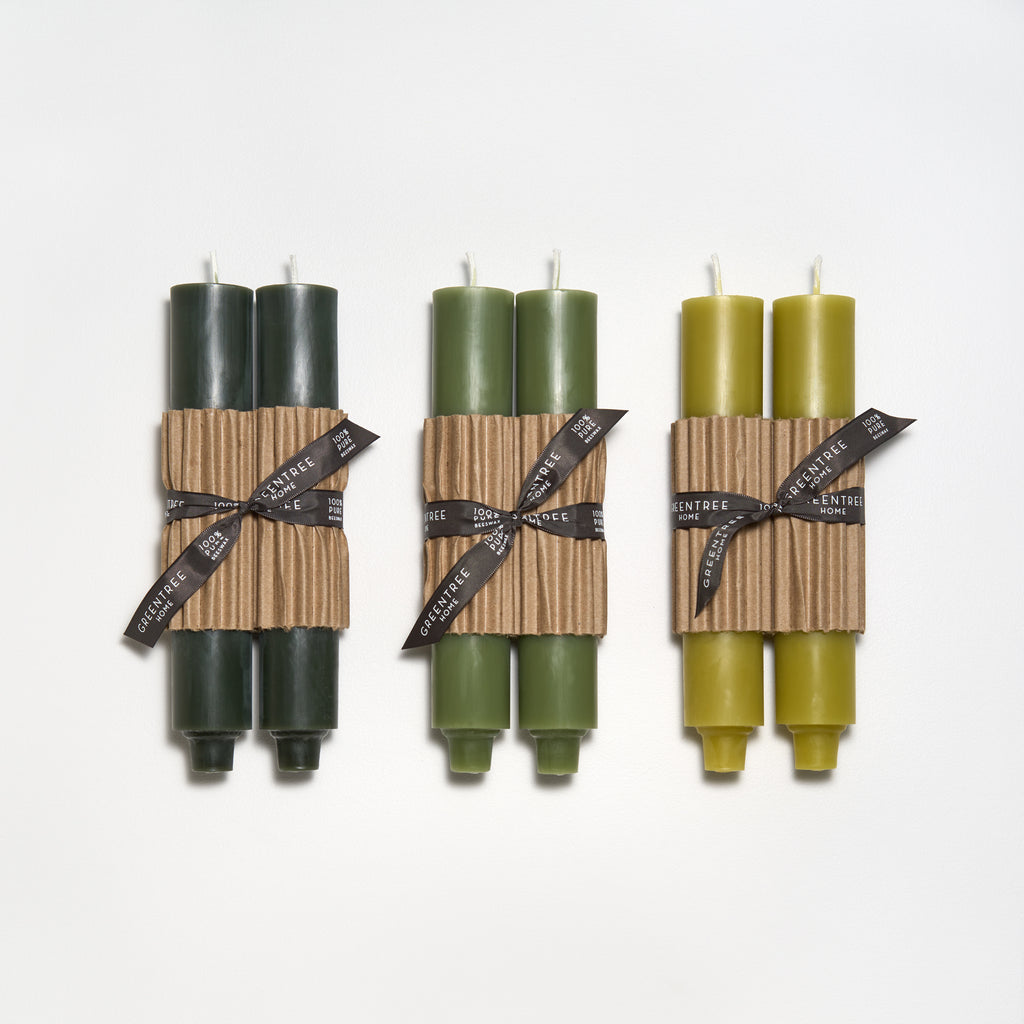 Antique, sage and bamboo Column Tapers by Greentree Home Candle 